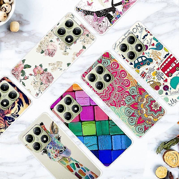 Skal för Xiaomi 14T TPU Mönstertryck Anti-Fall Telefonskydd Multicolor Flower Pattern