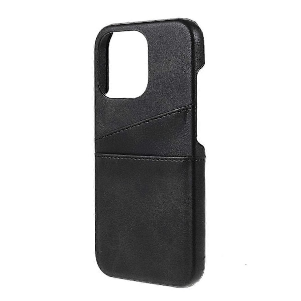Täysin suojaava PU-nahkapäällysteinen PC-kuori kahdella korttipaikalla iPhone 13 Pro 6.1 tuumalle