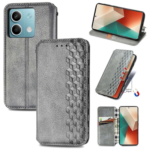 Xiaomi Redmi Note 13 5G Magneettinen Puhelinkotelo Pudotussuoja Nahkainen Korttipaikkojen Kansio Multicolor Style E
