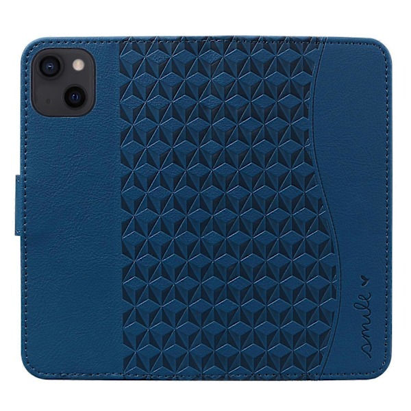 Til iPhone 15 Plus Cover Rhombus Prægning Business Læder Telefon Cover med Wallet Stand Multicolor Style B