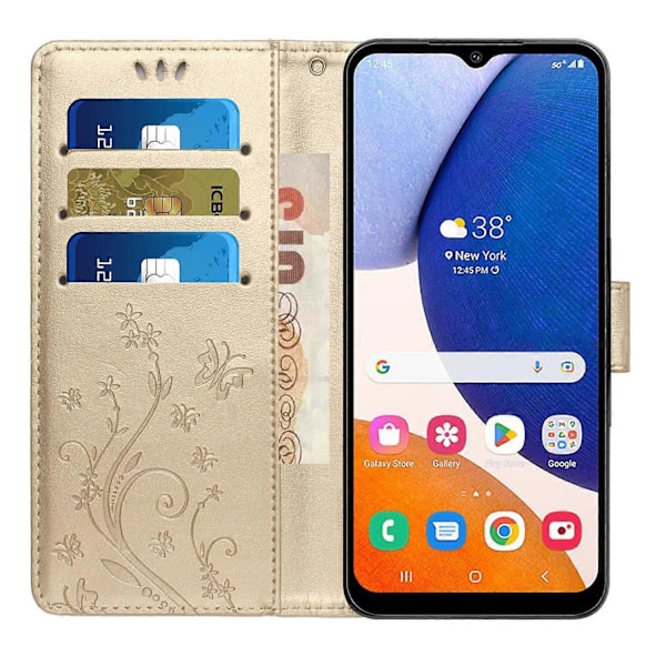 För Samsung Galaxy S24 FE Fodral PU Läder Plånboksfodral med Rem - Grå Multicolor Gold