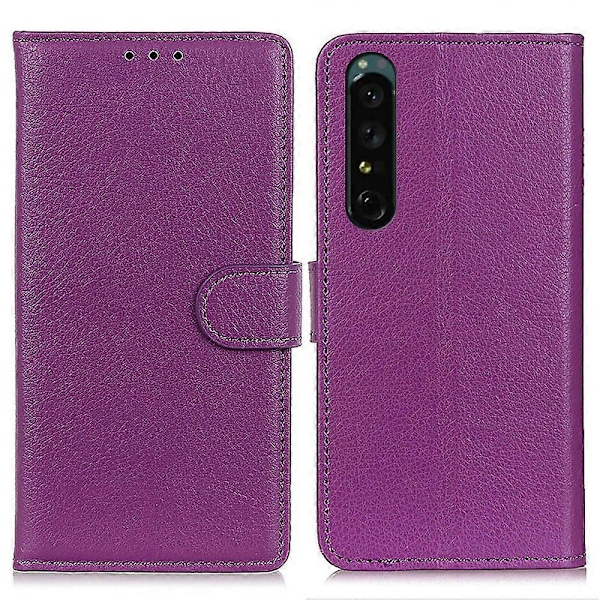 Til Sony Xperia 1 V Litchi Tekstur Telefon Wallet Etui PU Læder Stativ Telefon Cover Multicolor Style F