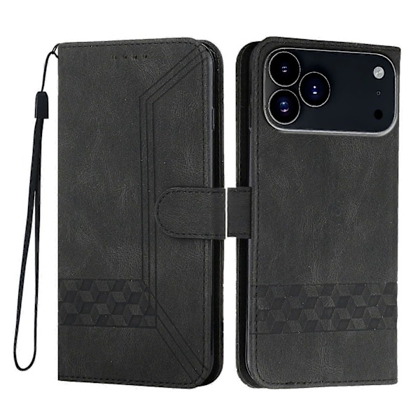 Mobilskal för iPhone 17 Pro med rem, präglat PU-läder, plånboksställ Multicolor Back