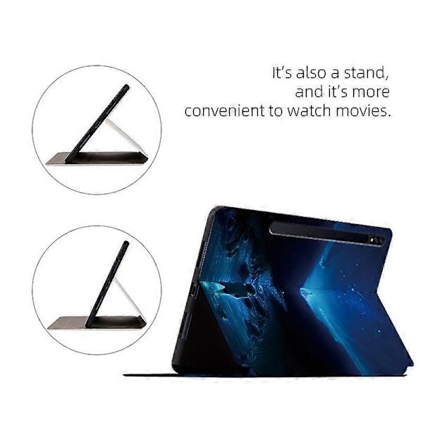 PU Læder Flip Cover med Støttefod og Mønsterprint til Samsung Galaxy Tab S7/S8 Multicolor Style A