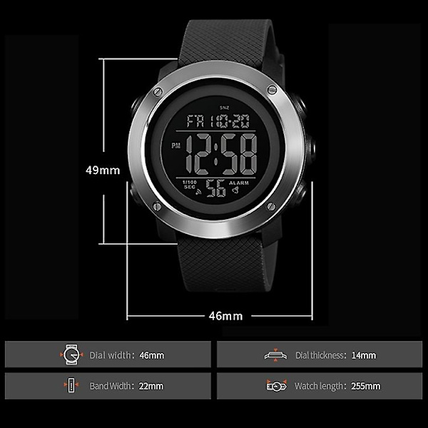 SKMEI 1426 utomhus vattentät elektronisk watch Black