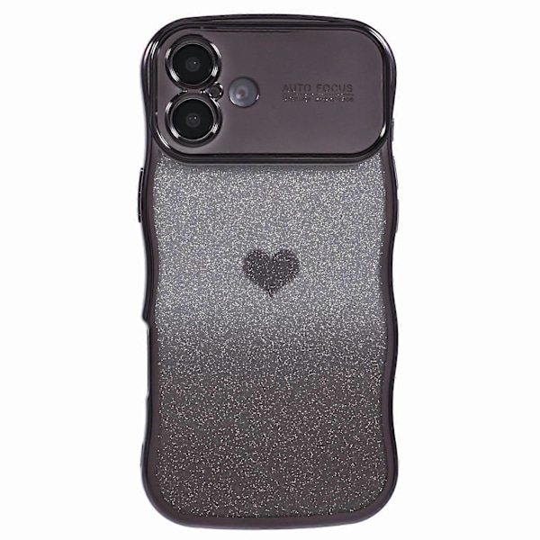 Til iPhone 16 Plus Cover Kærlighedshjerte Gradient Glitter TPU Telefon Cover Elektroplettering Krøllet Ramme Multicolor Style B