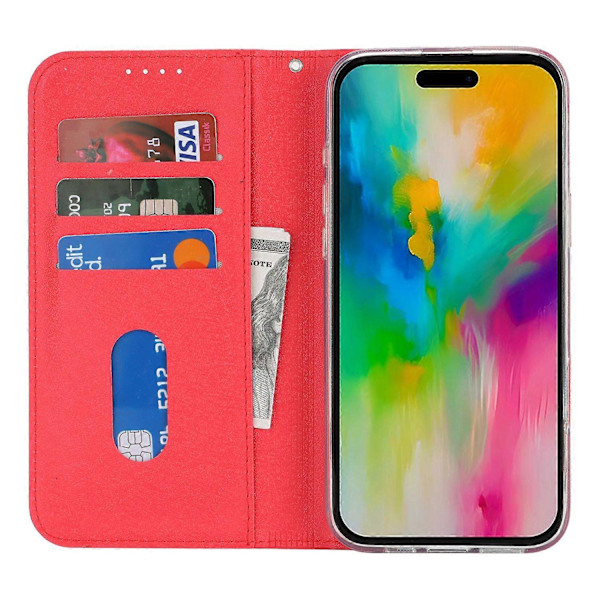 För iPhone 16 Pro Fodral PU Läder Silkeslen Textur Magnetisk Flip Telefonfodral Multicolor Style E
