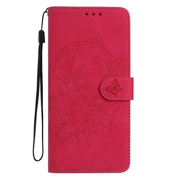 Til Samsung Galaxy A54 5G Etui Sommerfugl Blomst Præget PU Læder Pung Stativ Telefon Cover Multicolor Rose