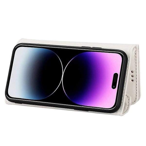 N.BEKUS Fodral till iPhone 16, Plånboksfodral i Läder med Remmar - Svart Multicolor White
