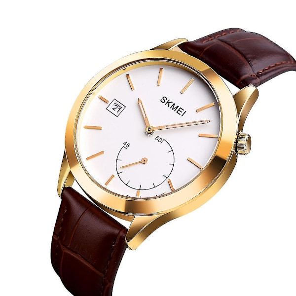 Skmei 1581 Fritid utomhussport Quartz Watch Gold Coffee
