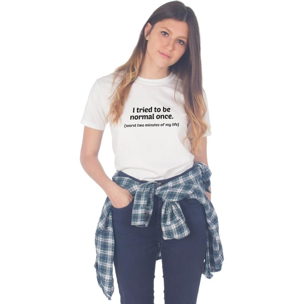 Jag försökte vara normal en gång mode söt Tumblr Grunge rolig slogan T-shirt White S