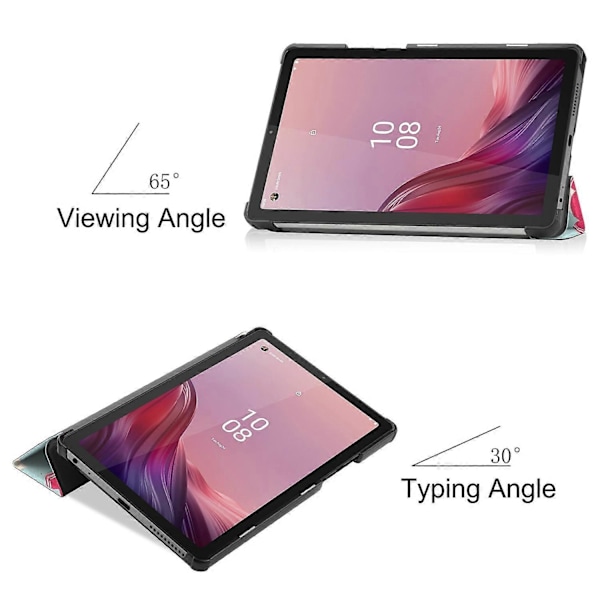 Tri-fold Stativ Tablet Deksel for Lenovo Tab M9 Mønstertrykk PU Lær+PC Beskyttelsesdeksel Multicolor Style B