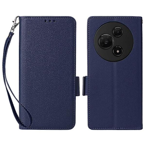 Til TCL 60 NxtPaper 4G Etui Litchi Tekstur PU Læder Wallet Telefon Cover med Håndledsrem Multicolor Dark Blue