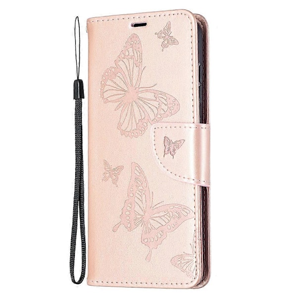 Imprint Butterfly -lompakkokotelo nahkaa, jalustalla, Samsung Galaxy S21 FE 5G:lle Multicolor Style A