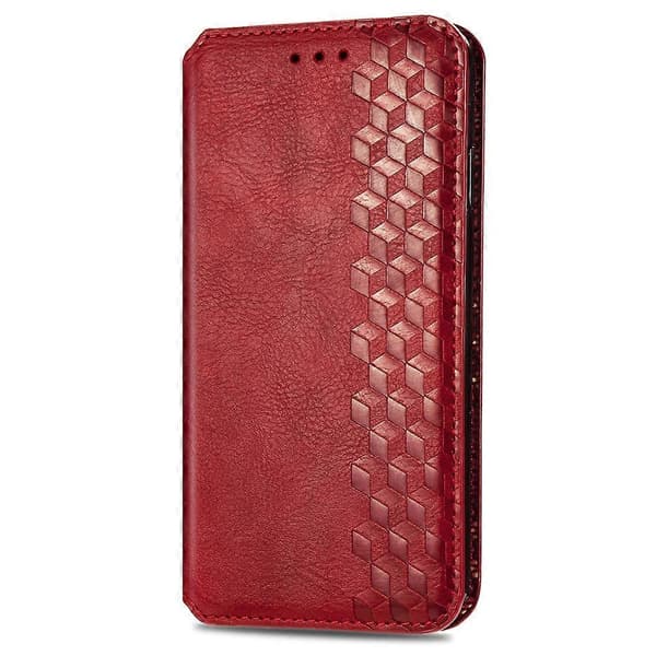 PU læder etui med rombe-præg, pung og stativ til iPhone 16 - Grøn Multicolor Red