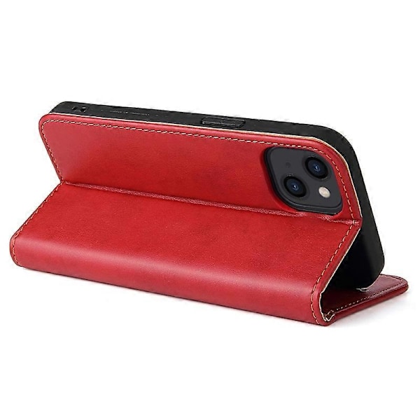 FIERRE SHANN iPhone 15 Etui Standpung PU Læder Telefon Cover Multicolor Style B