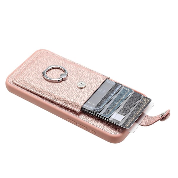 iPhone 15 Pro -kotelo, korttipaikat, nahkainen takakansi ja rengaspidike Multicolor Style B