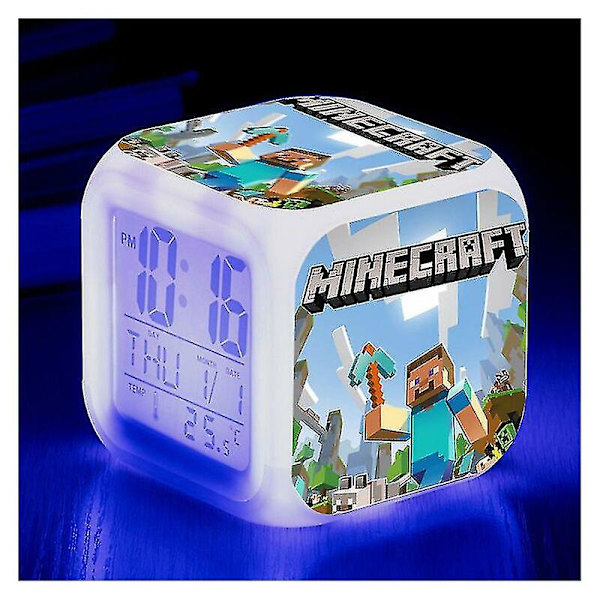 Minecraft Väckarklocka Coolie Fear Cartoon Led Digital Color Luminous Clock Födelsedagspresent Julklapp - Dontodent