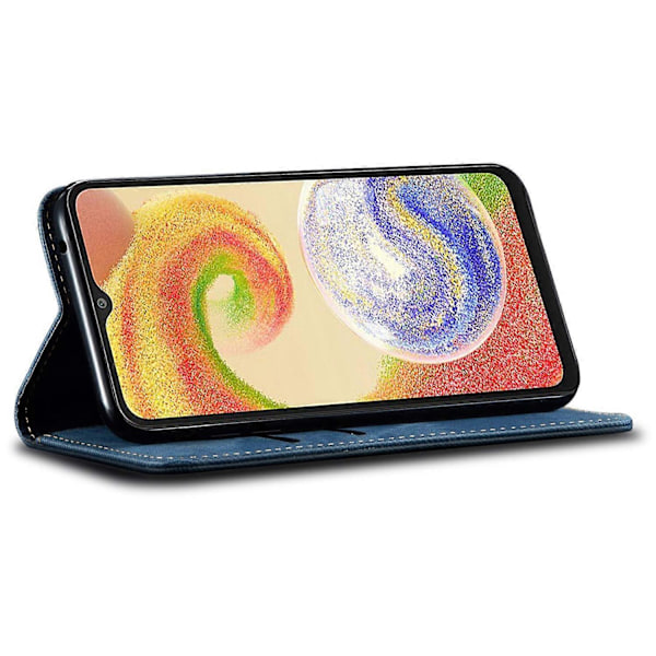 Samsung Galaxy M14 Puhelinkotelo Farkkukangas Tekstuurilla Jalustalla Käännettävä PU Nahkalompakko Multicolor Style D