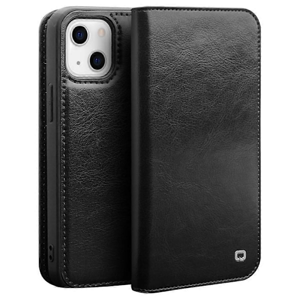 QIALINO iPhone 14 Plus Täyssuojaava Puhelinlompakkokotelo Jalustalla Aitoa Nahkaa Multicolor Style A