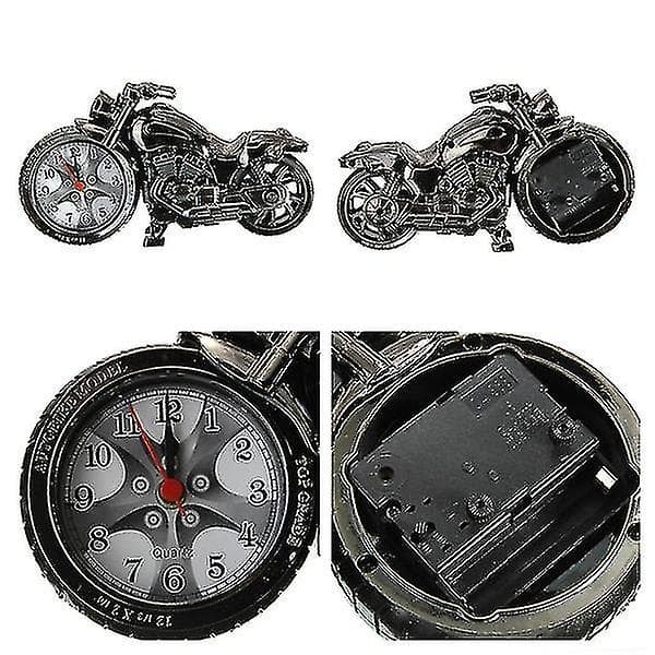 Motorcykeldesign Quartz Clock Väckarklocka Time Keeper Silver