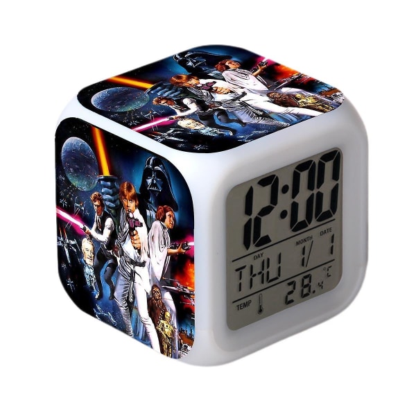 Shao Star Wars Alarm Clock Movie The Force Awakens Led Alarm Clock Square Clock Digital väckarklocka med tid, temperatur, alarm, datum