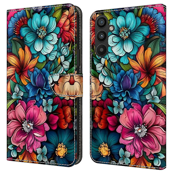 Skal för Samsung Galaxy A34 5G Mönstertryckt Skyddande Fodral TPU+PU Läder Flip Telefonfodral Multicolor Style E