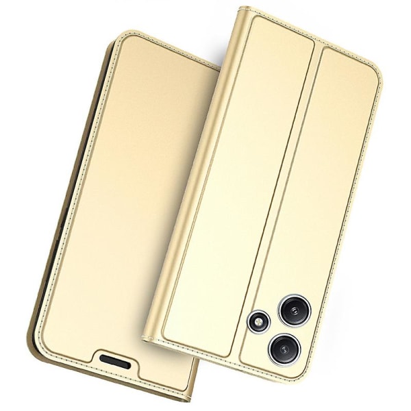För Xiaomi Redmi 12 5g/poco M6 Pro 5g Card Slot Cover Stötsäkert Pu Läder Stand Phone case Gold