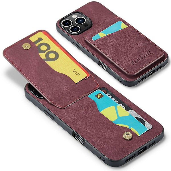 FIERRE SHANN Fodral till iPhone 16 Pro med Korthållare Ställ Läder RFID-blockerande Baksida Multicolor Style D