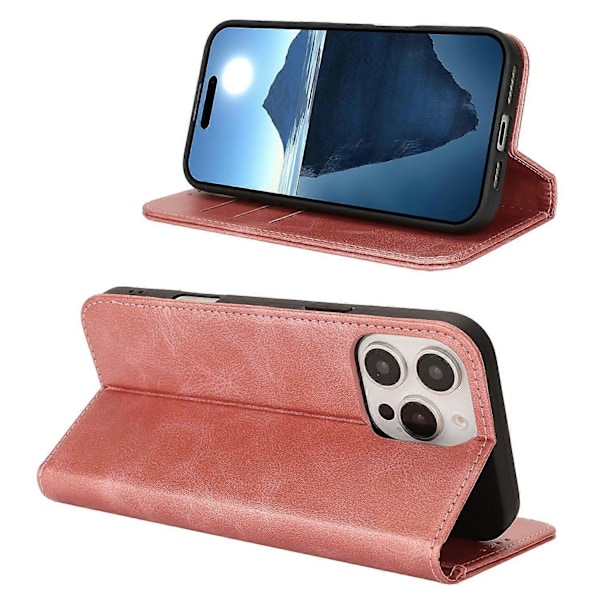 Til iPhone 16 Pro Cover PU Læder Kalvepræget Magnetisk Lukning Smartphone Cover Multicolor Style H