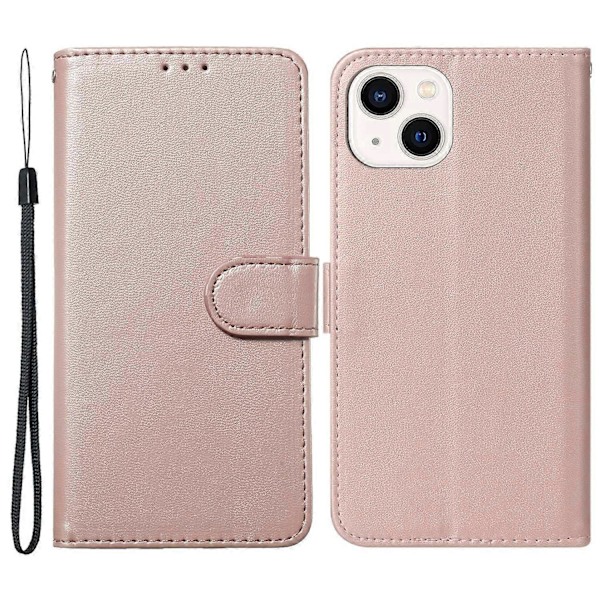 iPhone 15 pudotussuojattu yksivärinen PU-nahkainen lompakkokotelo, taitettava jalustallinen puhelinkotelo Multicolor Style D