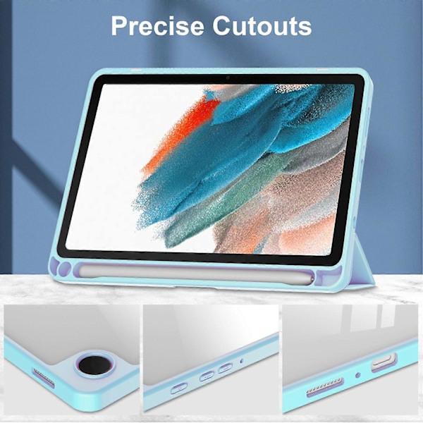 Til Samsung Galaxy Tab A9 Etui PU+TPU+Akryl Klar Bagside Tablet Cover med Penholder Multicolor Style D