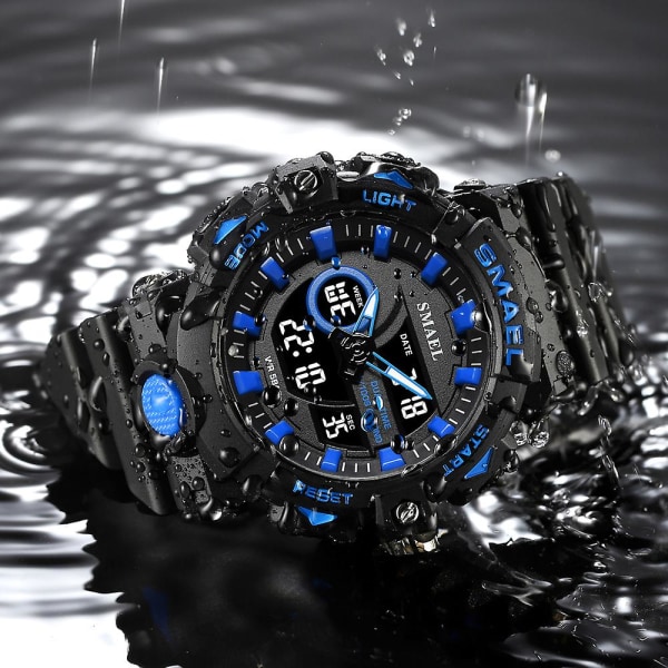 Smael Mode Sportarmbandsur För män Militär Armé Dual Display Quartz Armbandsur Led Elektronisk Klocka Man Stoppur Transparent Orange