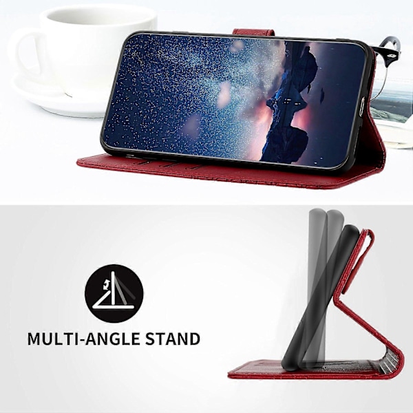 Til iPhone 13 Pro Cover Præget PU Læder Wallet Mobiltelefon Etui Multicolor Style E