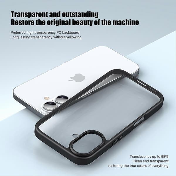 Til iPhone 16 Cover Stødsikkert Slankt Hårdt PC+Blødt TPU Telefon Cover - Grå Multicolor Blue