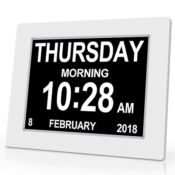 Digital Demens Klocka Kalender Klocka Dag Datum Klocka Stor display Stor Klar Oförkortad tid och datum white2