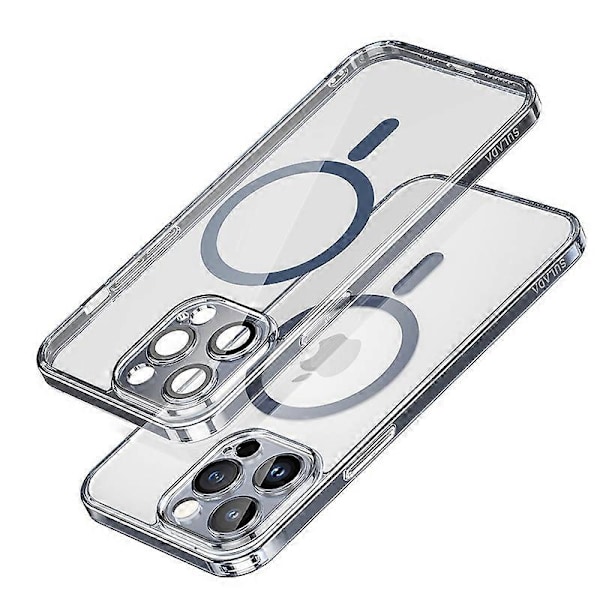 SULADA TPU+PC -kotelo iPhone 15 Prolle, yhteensopiva MagSafe-puhelinkuoren kanssa ja linssisuojakalvolla