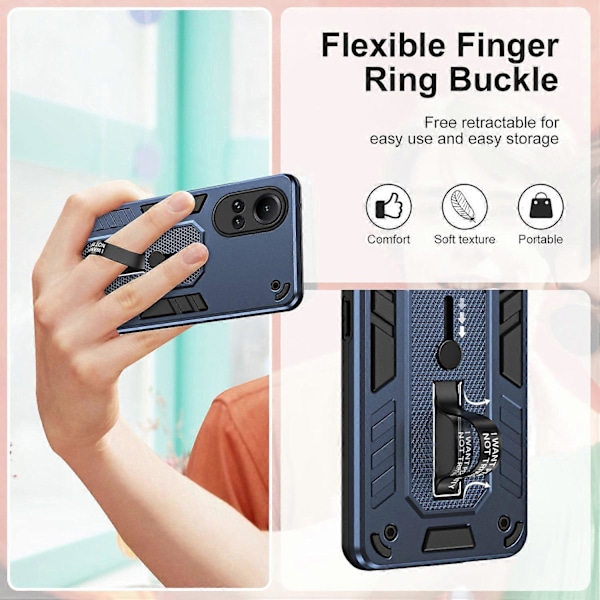 Puhelinkotelo Oppo Reno10 5G (Global)/Reno10 Pro 5G (Global) -puhelimelle jalustalla ja silikonisella sormirenkaalla Multicolor Style A