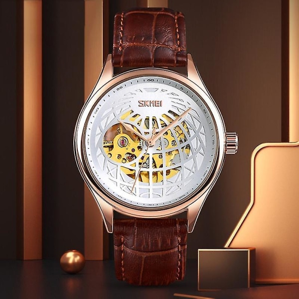 Skmei 9209 Automatisk Hul Mekanisk Ur Rose Gold Black
