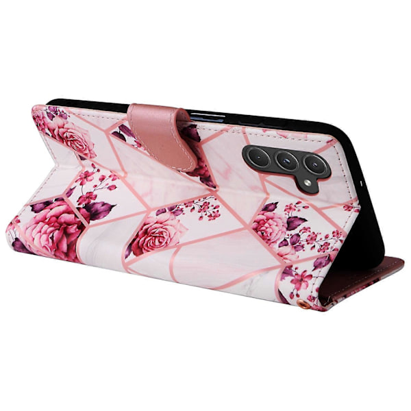 Til Samsung Galaxy A55 5G Etui Lakeret Læder Flip Wallet Cover Marmormønster Multicolor Rose Gold