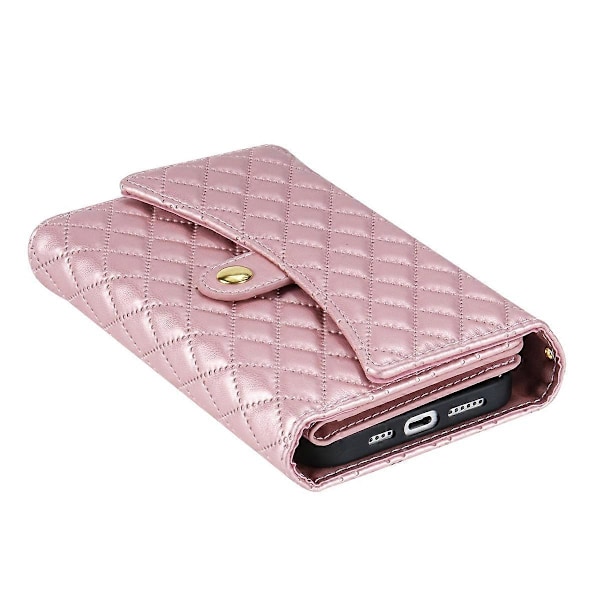 BKS-002 iPhone 11 Folio Flip -suojakotelo korttipaikoilla, jalustalla ja lompakolla Multicolor Rose Gold