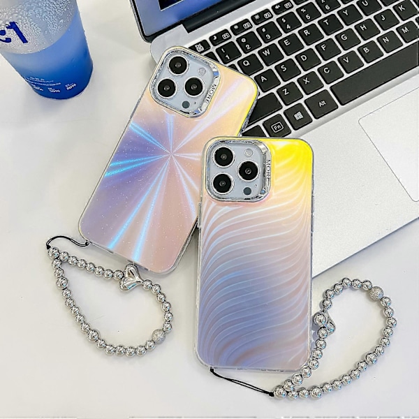 iPhone 15 Pro Max -kotelo PC+TPU IMD laserkuvioitu mattapuhelinkuori helmikoristeella Multicolor Style A