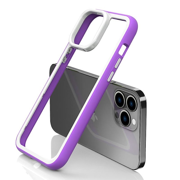 För Iphone 13 Pro Max Stötsäkert genomskinligt phone case Akrylbaksida + färgglad ram Avtagbar 2-i-1 cover Purple