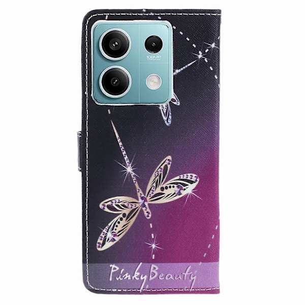 För Xiaomi Redmi Note 13 Pro 5G/Poco X6 5G Mobilskal 3D Mönster Läder Plånboksfodral Multicolor Dragonflies