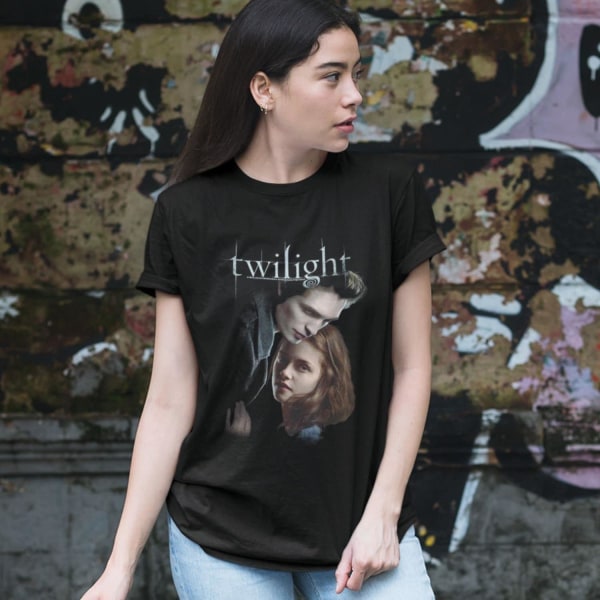 Twilight T-shirt Ed And Bella Vuxen Kortärmade T-shirts Twilight Movies Grafiska T-shirts Black M