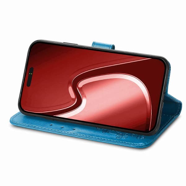 iPhone 16 Pro Nahkakotelo Neliapila Puhelinlompakkokotelo - Harmaa Multicolor Blue