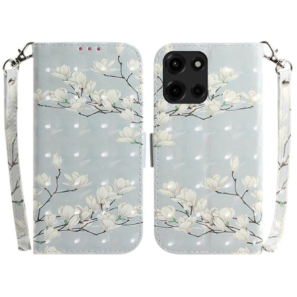 Til Motorola Moto G Power (2025) Etui Mønsterprint Læder Wallet Telefon Cover Multicolor Magnolia