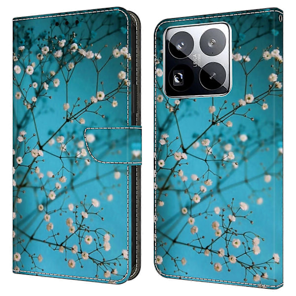 Xiaomi 15 Pro -kotelo korttipaikalla, kuvio painettu TPU+PU-nahkainen läppäpuhelimen suojus Multicolor Flower Branch
