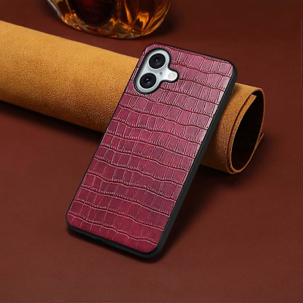 iPhone 16 -kotelo Krokotiilinnahkajäljitelmä Nahkapäällysteinen PC+TPU-puhelinkuori Multicolor Style D