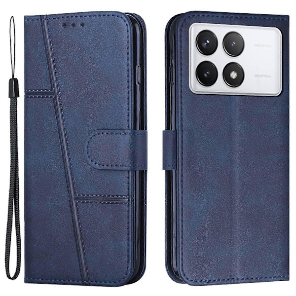 Læder telefoncover med pung og stativ til Xiaomi Poco F6 Pro 5G/Redmi K70 5G/K70 Pro 5G Multicolor Sapphire